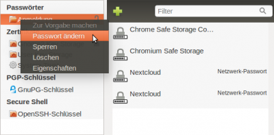 Seahorse Passwort ändern Seahorse Passwort ändern