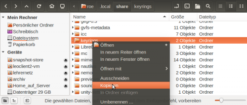 Einstellungen sichern 1 Einstellungen sichern 1